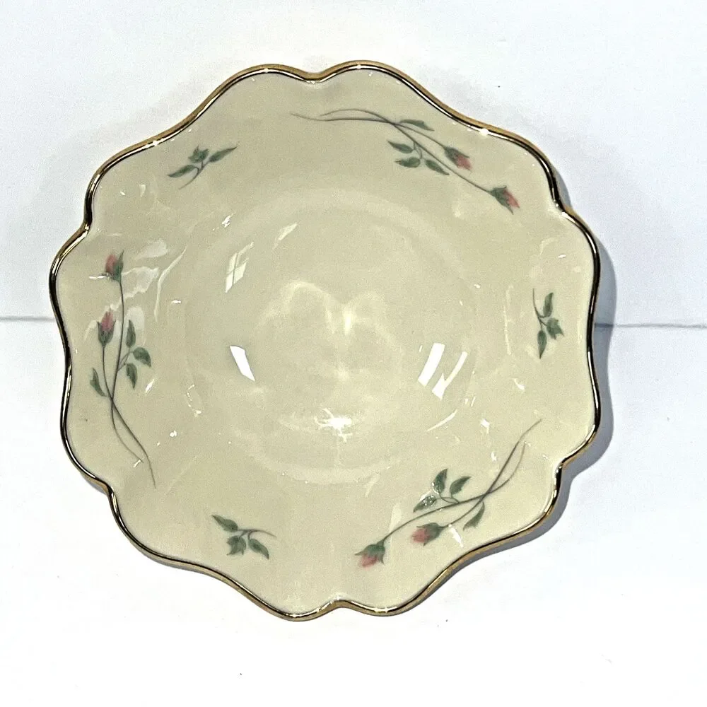 Lenox Rose Manor Bowl Dish Trinket Scalloped Gold Trim Ivory China USA 5.75